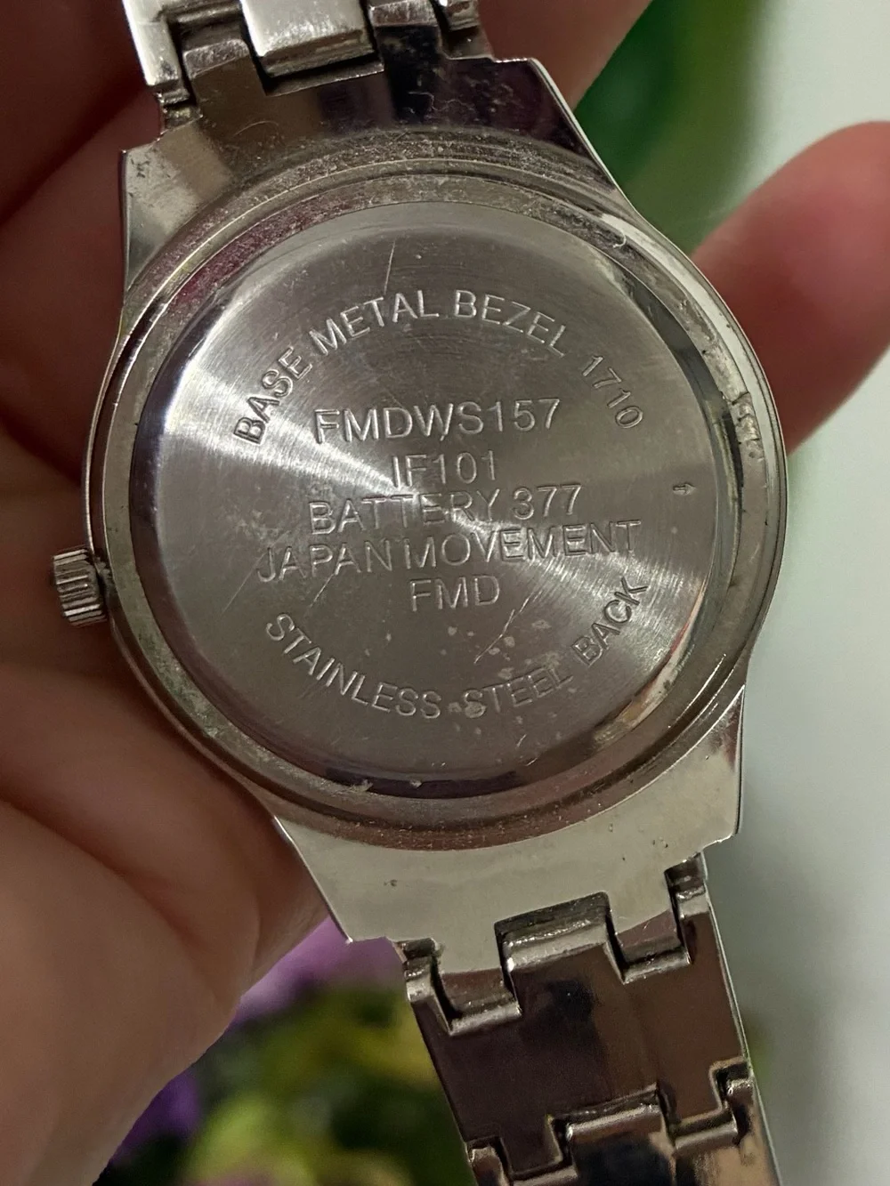 Pink jewel stainless steel watch